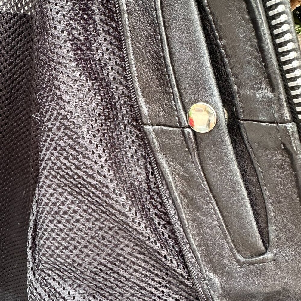VINTAGE/RETRO BIKER JACKET BLACK/ORANGE ITALIAN LEATHER - HARD TO FIND - Picture 7 of 15